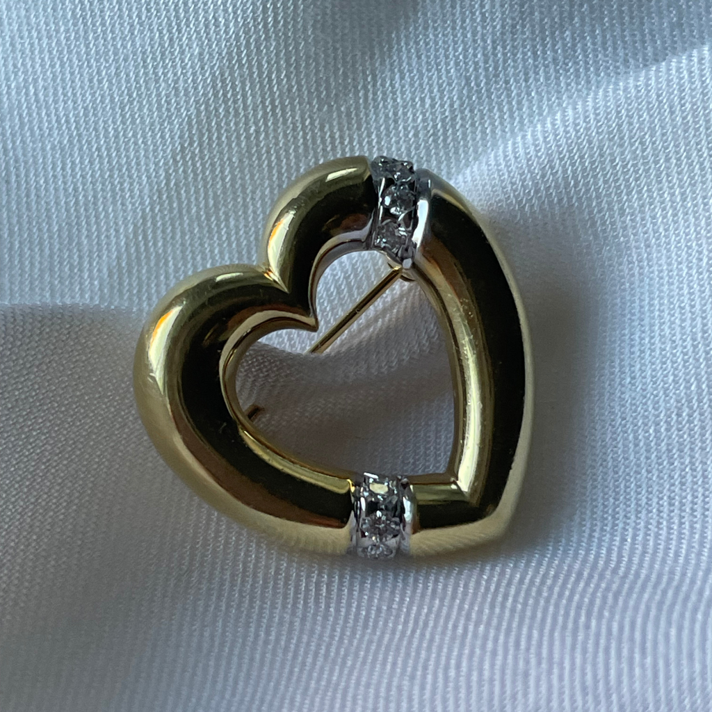 Tiffany & Co Paloma Picasso Diamond Heart Gold Brooch