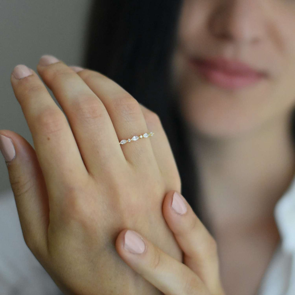 Diana Ring in Gold Vermeil and Silver. Handmade Jewelry in Montreal, Delicate dainty gift fo her, Made in Canada, Piper and Pearl Jewelry